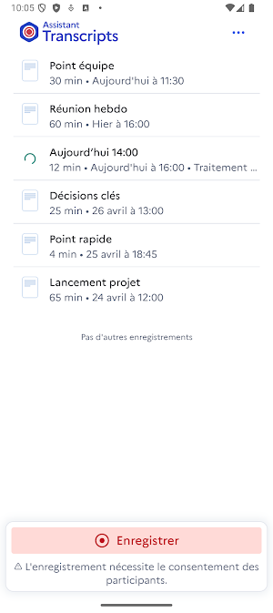 Assistant Transcripts Screenshot 1
