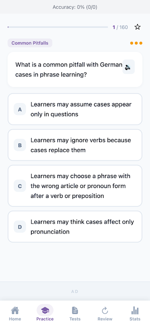 German Phrase Quiz: Practice Screenshot 1