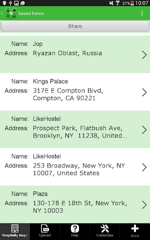 Hospitality inspection Screenshot 2