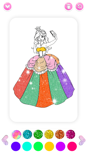 Sparkle Princess Coloring Pages Glitter- Fireworks Screenshot 2
