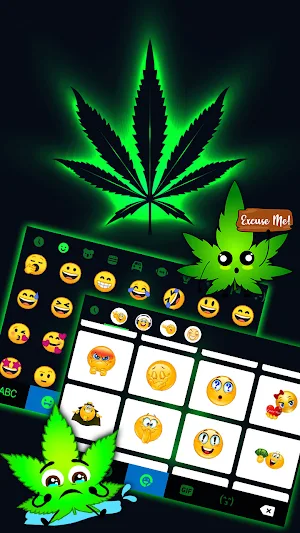 Neon Cannabis Keyboard Background Screenshot 3