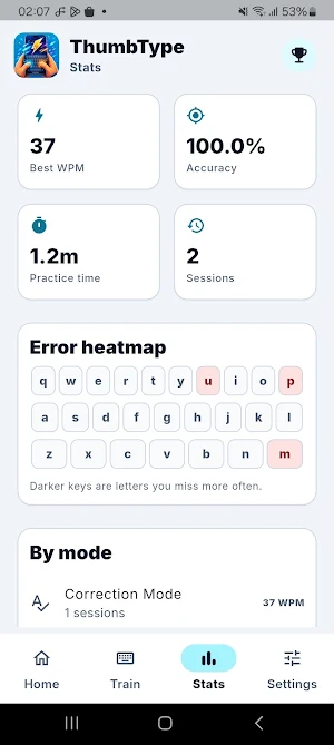 ThumbType: Typing Trainer Screenshot 1
