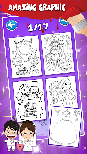Wedding Coloring Pages Bride And Groom Screenshot 1
