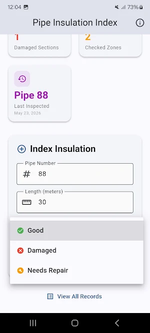 Pipe Insulation Index Screenshot 2