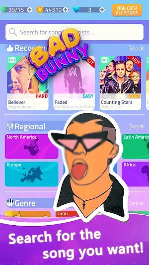 BAD BUNNY Piano Tiles Screenshot 0