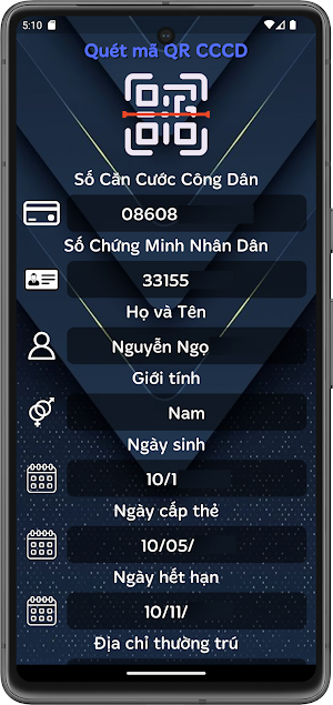 Quét Căn Cước Công Dân - Mã QR Screenshot 1