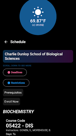 UCI Anteater's ClassFinder Screenshot 2