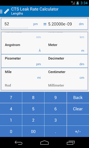 CTS Leak Rate Calculator Screenshot 2