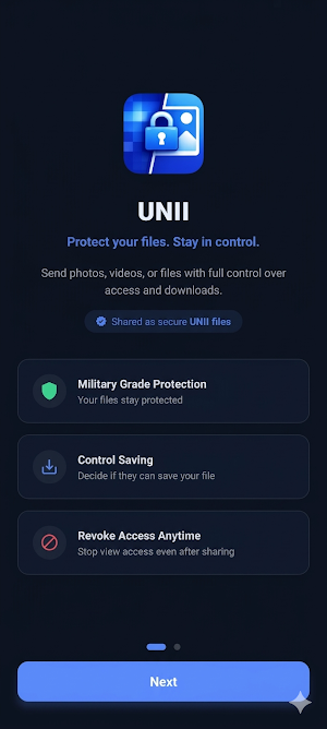 UNII: Protect, Share & Control Screenshot 1