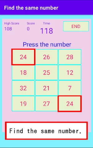 Find the same number Screenshot 1