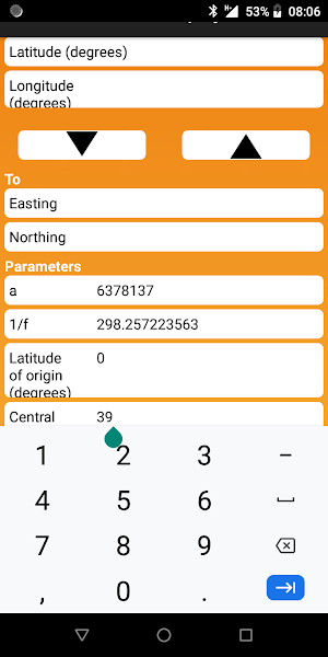 Transverse Mercator Projection Calculator Screenshot 1