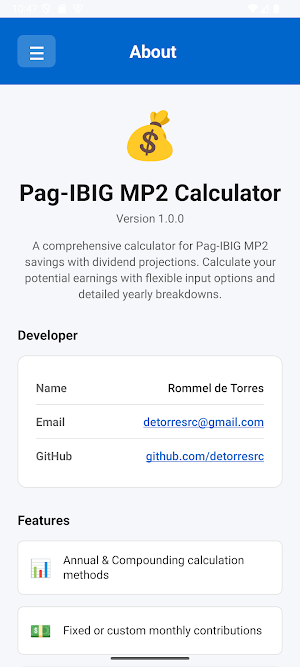 MP2 Savings Calculator Screenshot 3