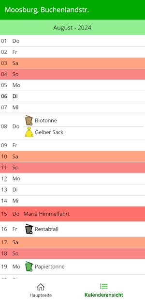 Entsorgungskalender Freising Screenshot 1