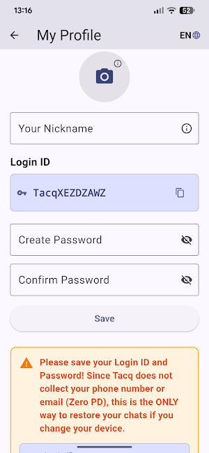 Tacq: Private Communication Screenshot 1