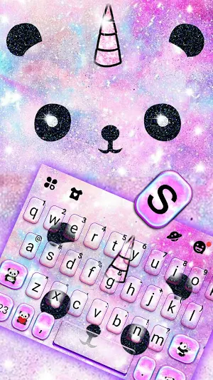 Galaxy Panda Unicorn Keyboard Theme Screenshot 1
