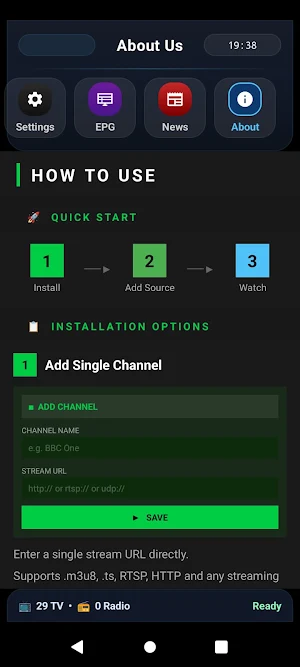 FTA Player: M3U, DLNA, SATIP Screenshot 0