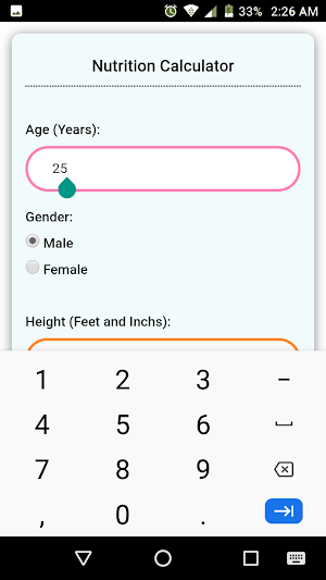 Nutrition Calculator Screenshot 1