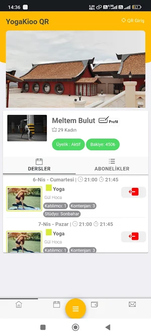 YogaKiooQR Üye Uygulaması Screenshot 2