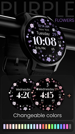Purple Flowers Watch Face Screenshot 1