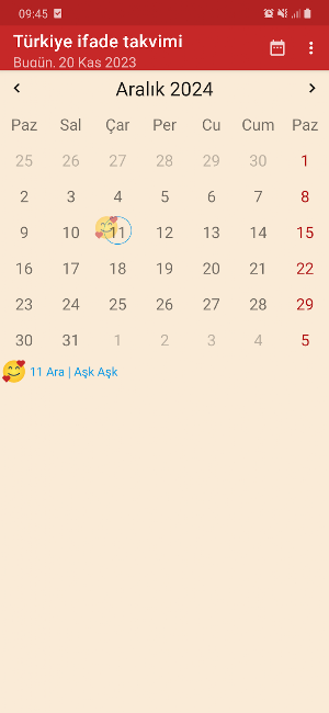 Türkiye ifade takvimi Screenshot 2