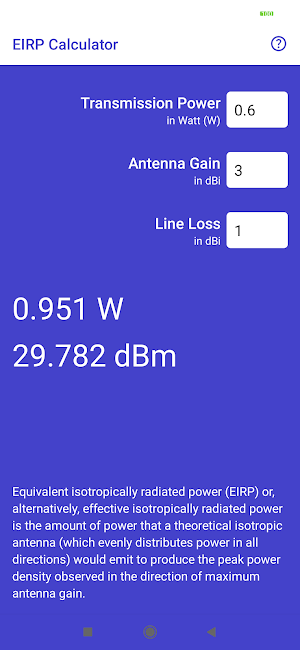 EIRP Calculator Screenshot 0