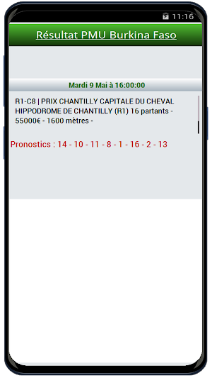 Résultat PMU Burkina Faso Screenshot 2