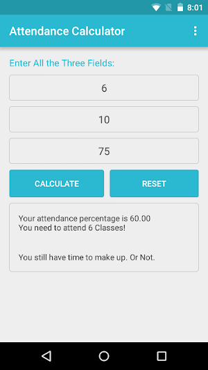 Attendance Calculator Screenshot 2