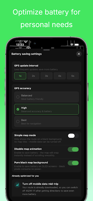 EcoNav: Battery Saving Maps Screenshot 2