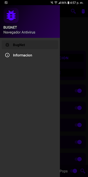 BugNet: Navegador Antivirus Screenshot 2