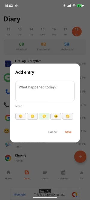 LifeLog Biorhythm Screenshot 1