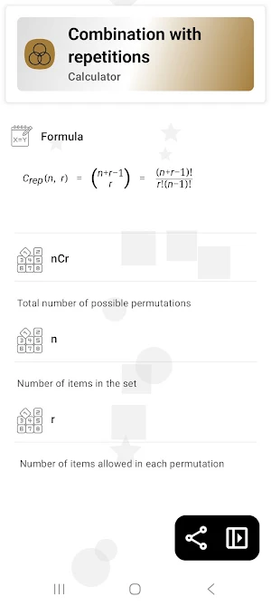 Combination Calculator Screenshot 3