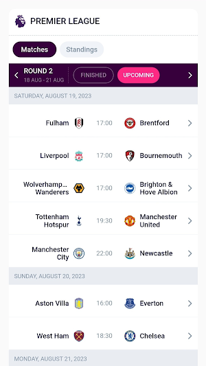 EPL Livescore Matches Screenshot 1