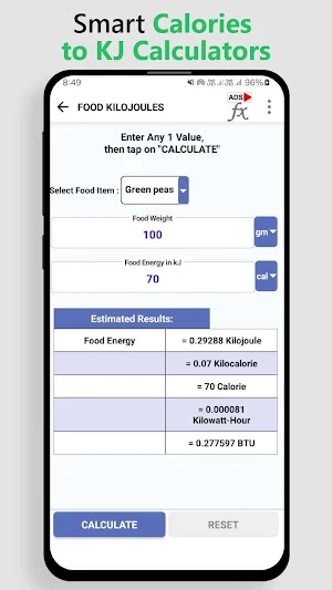 Calories to KJ Converter Screenshot 1