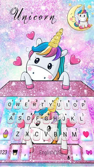 Cute Cartoon Unicorn Keyboard Theme Screenshot 1