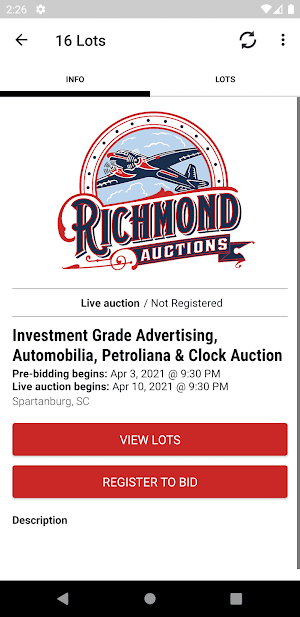 Richmond Auctions Screenshot 1