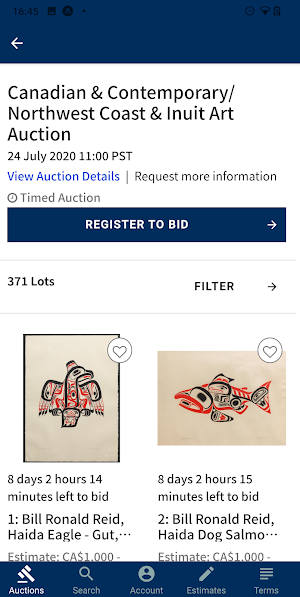 Maynard’s Fine Art and Antiques Live Bidding Screenshot 1