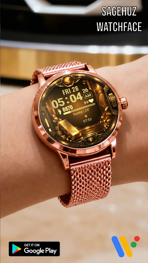 A015 Golden Digital Watch Face Screenshot 3