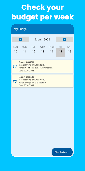 Weekly Budget Planner Screenshot 2