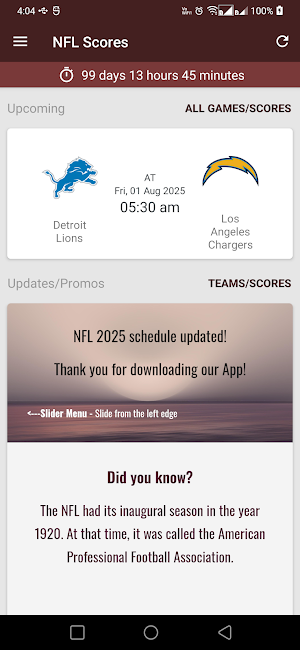 NFL 2026 Schedule Screenshot 0