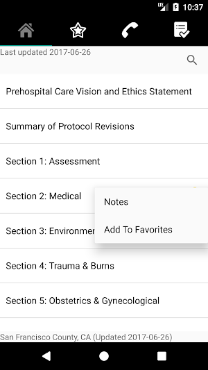 San Francisco EMS Protocols Screenshot 2