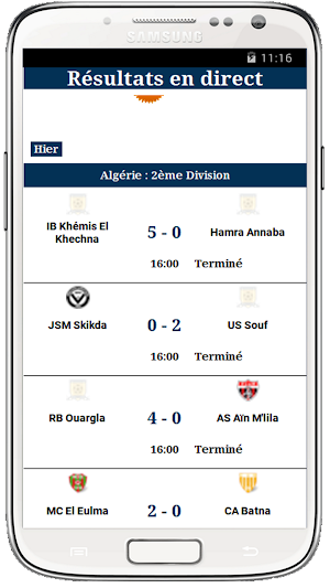Résultats en direct Screenshot 3