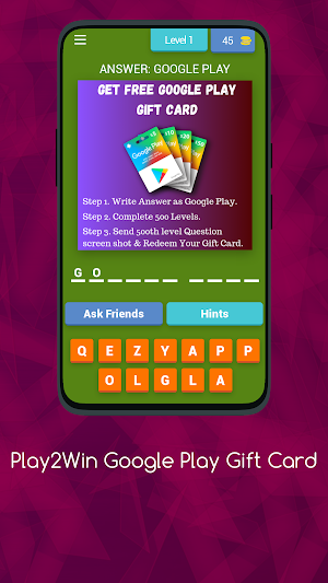 Play2Win Google Play Gift Card Screenshot 0