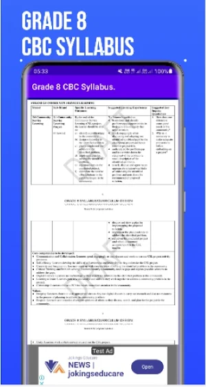 Grade 8 CBC Syllabus Guide Screenshot 3