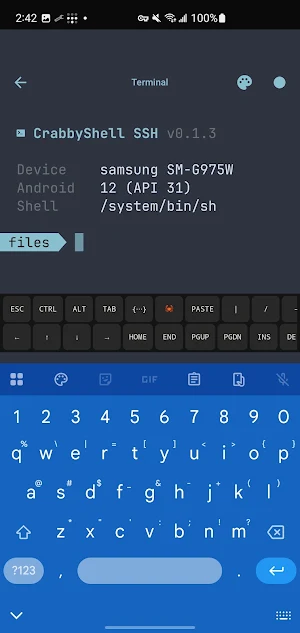 Crabby Shell SSH Screenshot 2