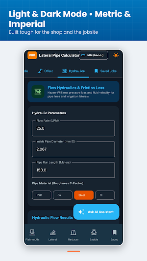 Lateral Pipe Calculator Screenshot 0