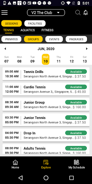 JogaApp: Schedule Management Screenshot 2