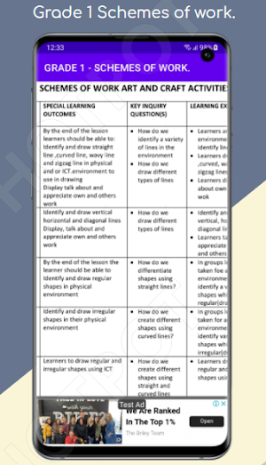 Grade 1 All schemes of work. Screenshot 1