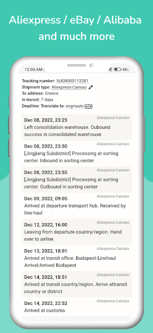 Package Tracking Screenshot 2