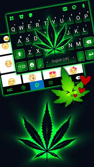 Neon Cannabis Keyboard Background Screenshot 2