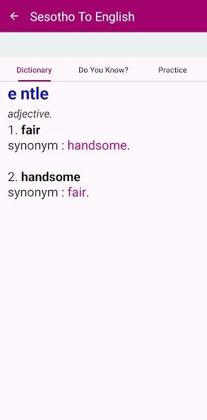 Sesotho To English Dictionary Screenshot 0